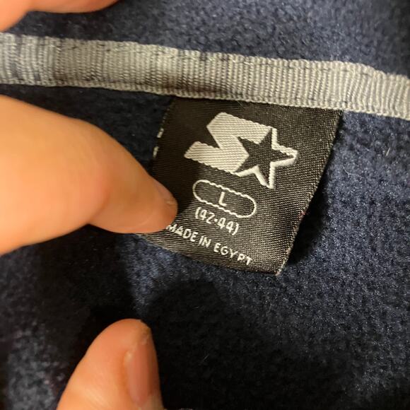 Starter Fleece Jacket Mens Size L Navy Full Zip Mock Neck Warm Casual Outerwear - Picture 5 of 8